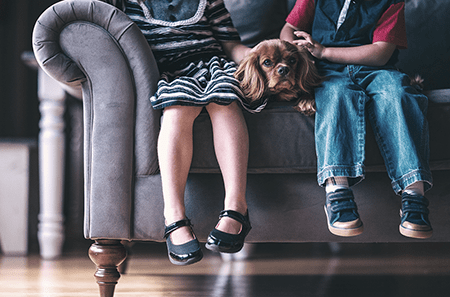 Kids with Dog on the Couch